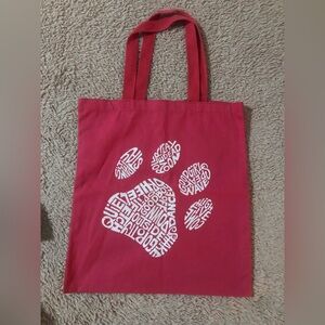 LA POP ART Small Word Art Tote Bag Dog Paw Red